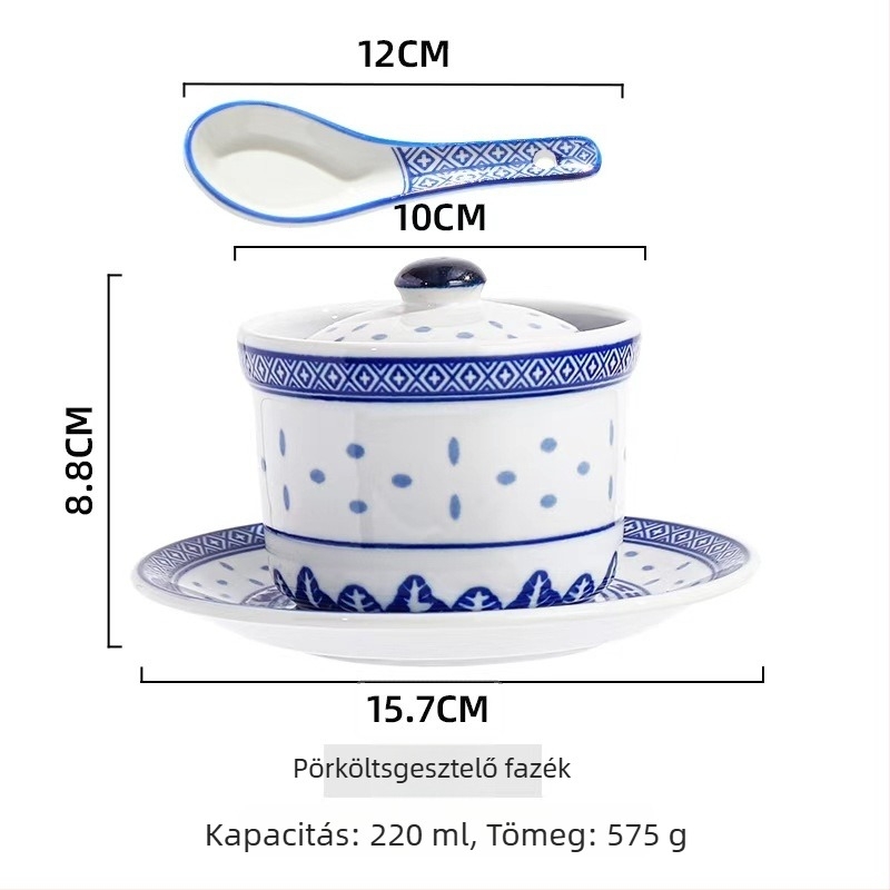 Porcelán tál virágos mintával, aláglazúros szín, mikrohullámú sütőben használható, új kínai stílus