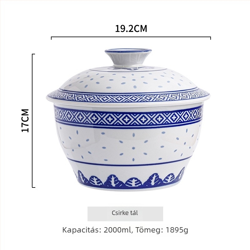 Porcelán tál virágos mintával, aláglazúros szín, mikrohullámú sütőben használható, új kínai stílus
