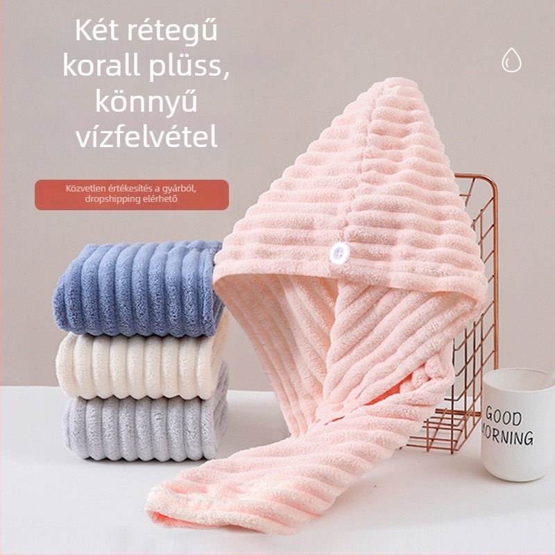 Női hajszárító sapka, absorbens korall fleece, 80–99 g, 150D, szegélyezett varrás, testreszabható feldolgozás