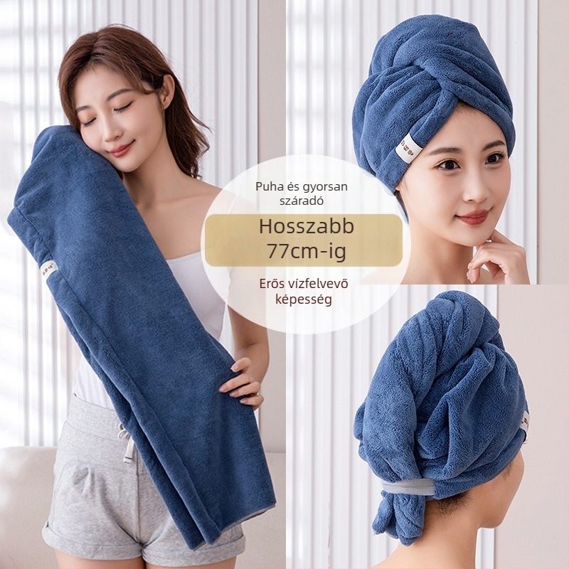 Női hajszárító sapka, korall fleece, kétszeres vastagság, erős nedvszívó, gyors száradás