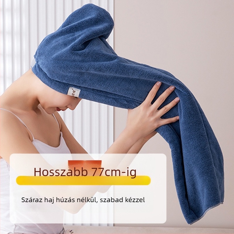 Női hajszárító sapka, korall fleece, kétszeres vastagság, erős nedvszívó, gyors száradás