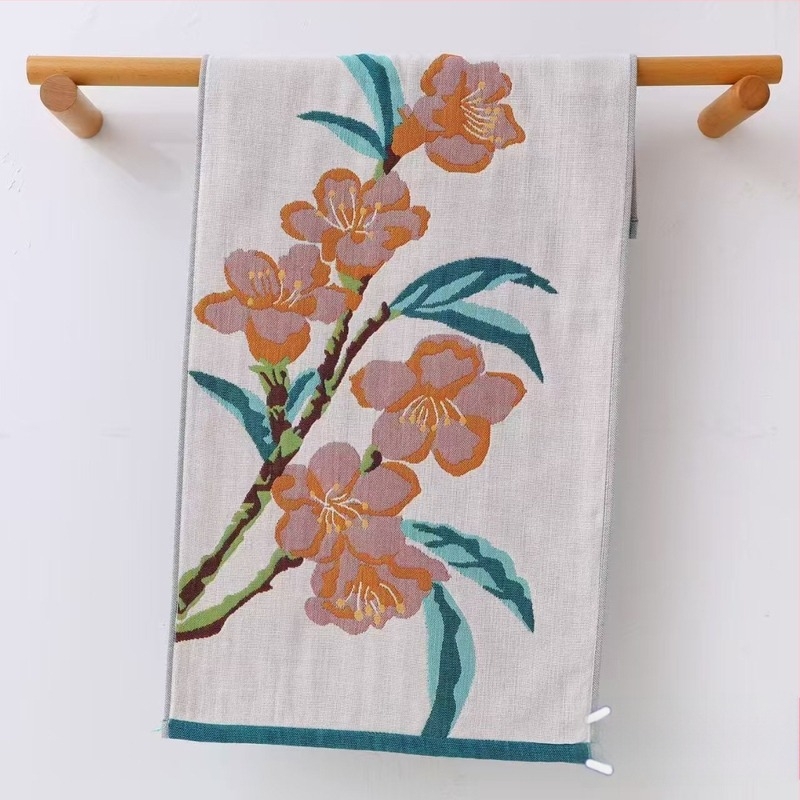 Négy rétegű 100% pamut géz törölköző felnőtteknek és gyerekeknek, puha és nedvszívó, jacquard, 80–100 g