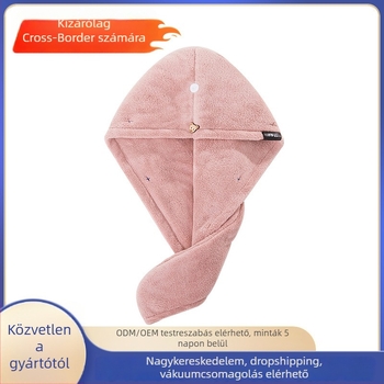 Női hajszárító sapka, rendkívül nedvszívó, gyors száradás, kettős rétegű, korall fleece, 120D, 50–79 g, varrás