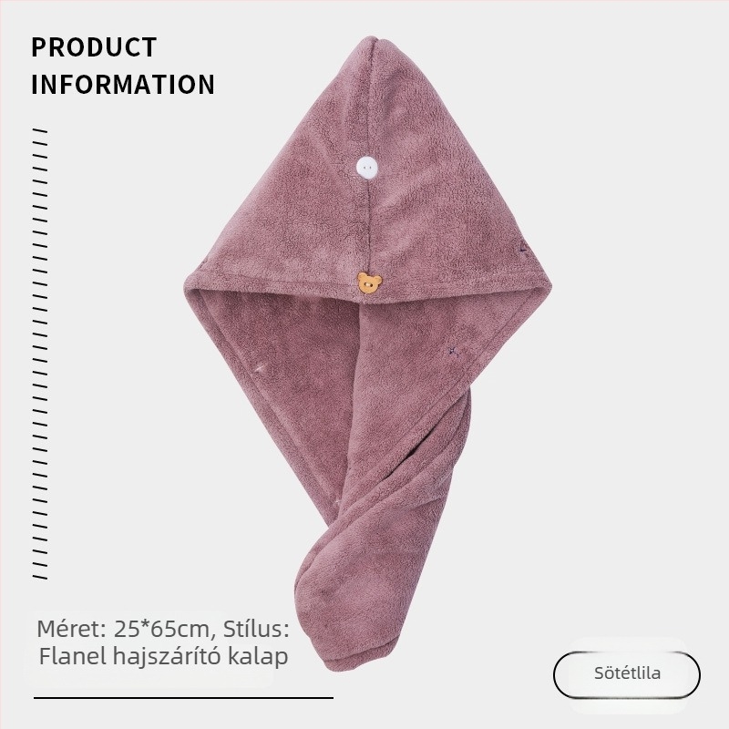 Női hajszárító sapka, rendkívül nedvszívó, gyors száradás, kettős rétegű, korall fleece, 120D, 50–79 g, varrás
