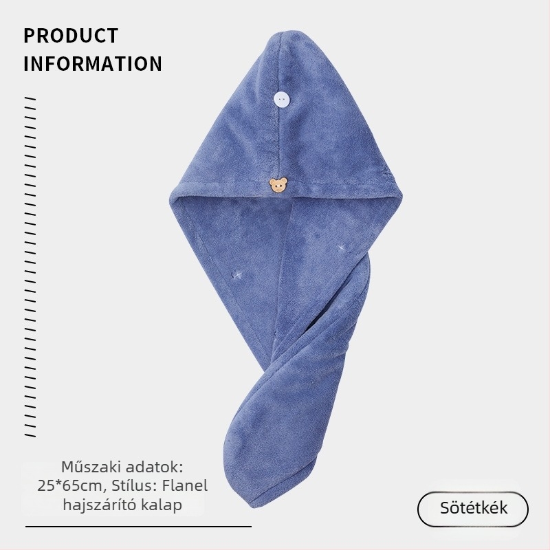 Női hajszárító sapka, rendkívül nedvszívó, gyors száradás, kettős rétegű, korall fleece, 120D, 50–79 g, varrás