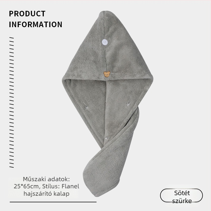Női hajszárító sapka, rendkívül nedvszívó, gyors száradás, kettős rétegű, korall fleece, 120D, 50–79 g, varrás
