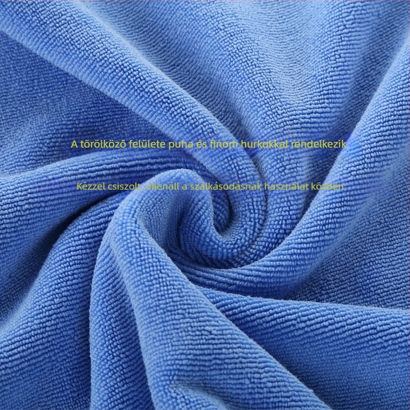 Sporttörölköző, szuperfinom rost, platt szövet (plain weave), 420 g, nedvességszívás 26–30 s, nyomtatott logó, testreszabható