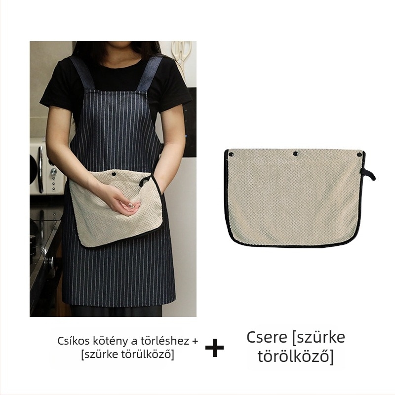 Ujj nélküli konyhai kötény, anti-szennyező poliészter-pamut anyag, modern minimalista stílus, csíkos mintázat