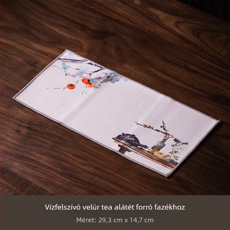 Chang feng teafogó kendő, vastagabb nedvszívó anyag, velúr-kompozit szövet, Zen ihletésű klasszikus stílus