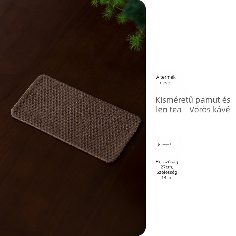 Tea ceremónia kiegészítő készlet — növényi festésű pamut-len anyagból, logónyomat, vintage stílus, új kínai stílus