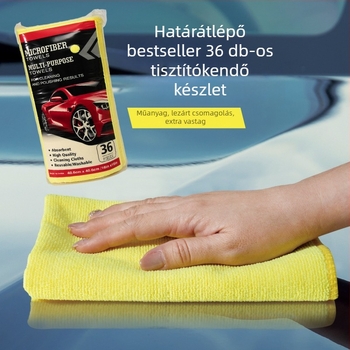 36 darab ultrafin mikroszálas autóápolási kendő, warp-knit négyzet formájú, magas és alacsony szálhosszúsággal