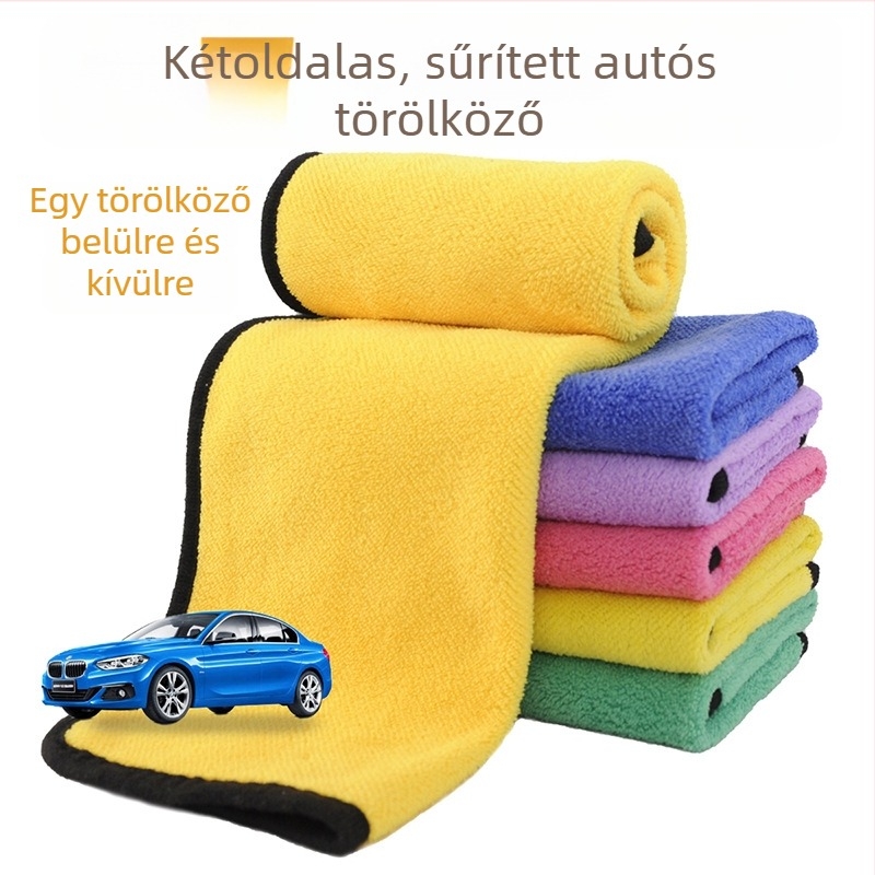 Vastag autómosó törölköző, kétoldalas korall fleece anyagból, nedvszívó, multifunkcionális