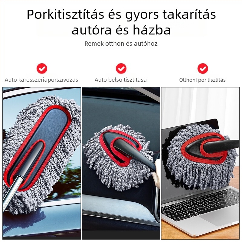 Autómosó kefe, rozsdamentes acél, kihúzható, lágy sörtéjű, szálmentes