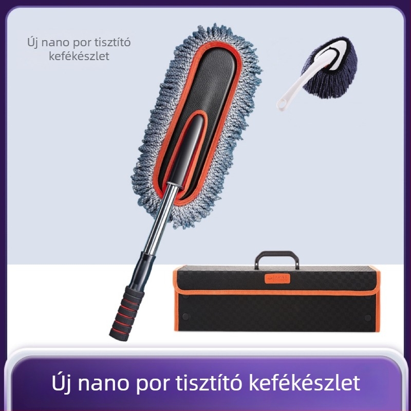 Autómosó kefe, rozsdamentes acél, kihúzható, lágy sörtéjű, szálmentes