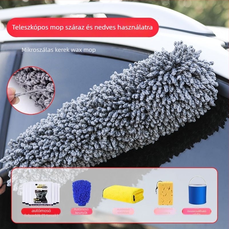 Puha sörtéjű autómosó ecset rozsdamentes acél fogantyúval — autóápolási eszköz, modell 6615012h172z58