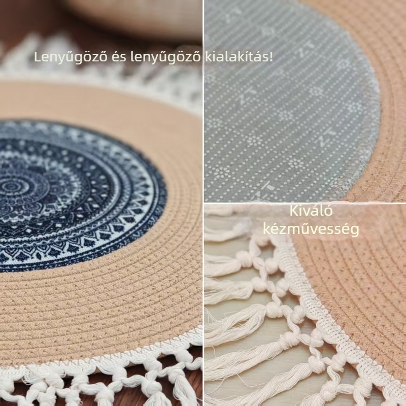 Kerek ülőpárna olvasáshoz és meditációhoz, erkélyre tatami-stílusú dekoráció, bohem stílusú szőnyeg