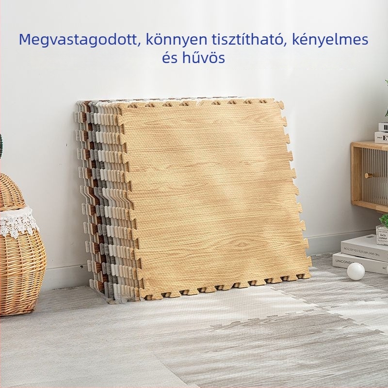 Habból készült puzzle játszószőnyeg, négyszögletes, csíkos mintázat, nappali
