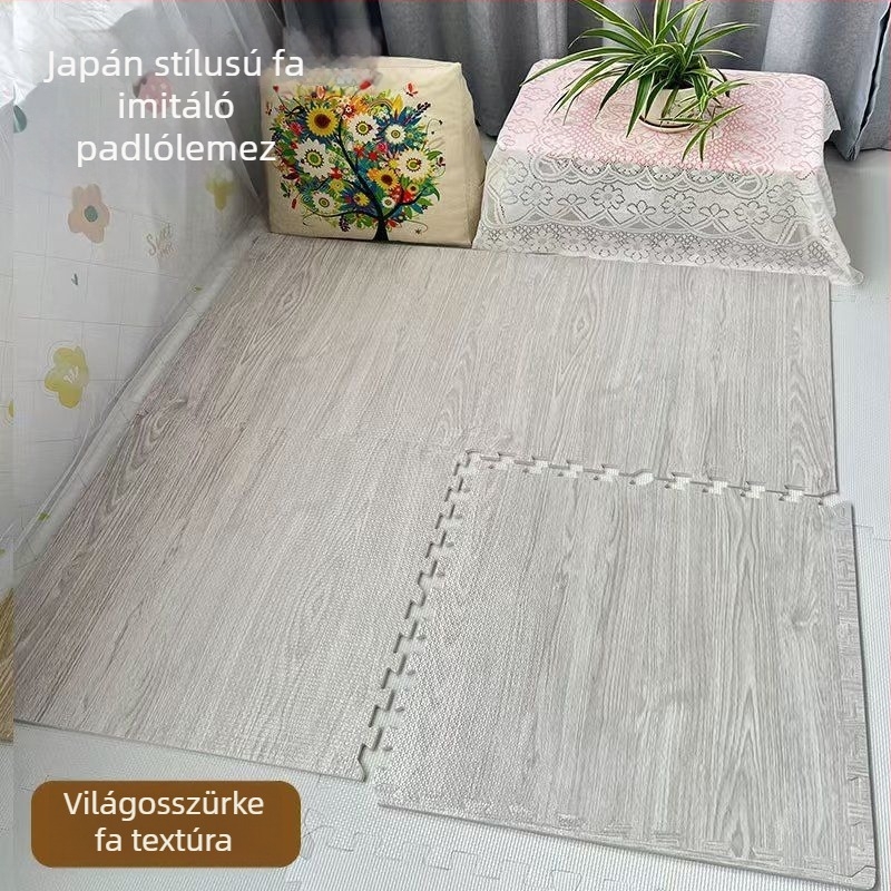 Habból készült puzzle játszószőnyeg, négyszögletes, csíkos mintázat, nappali
