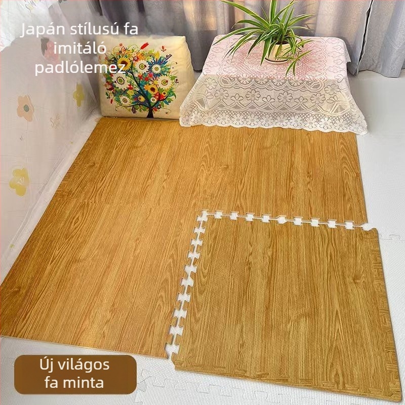 Habból készült puzzle játszószőnyeg, négyszögletes, csíkos mintázat, nappali