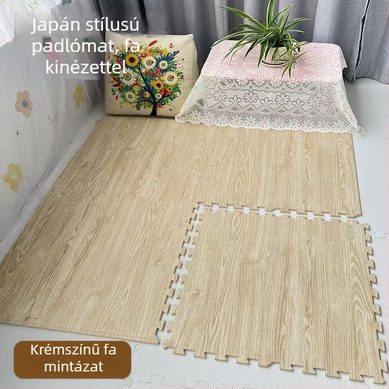 Habból készült puzzle játszószőnyeg, négyszögletes, csíkos mintázat, nappali