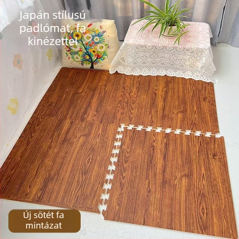 Habból készült puzzle játszószőnyeg, négyszögletes, csíkos mintázat, nappali