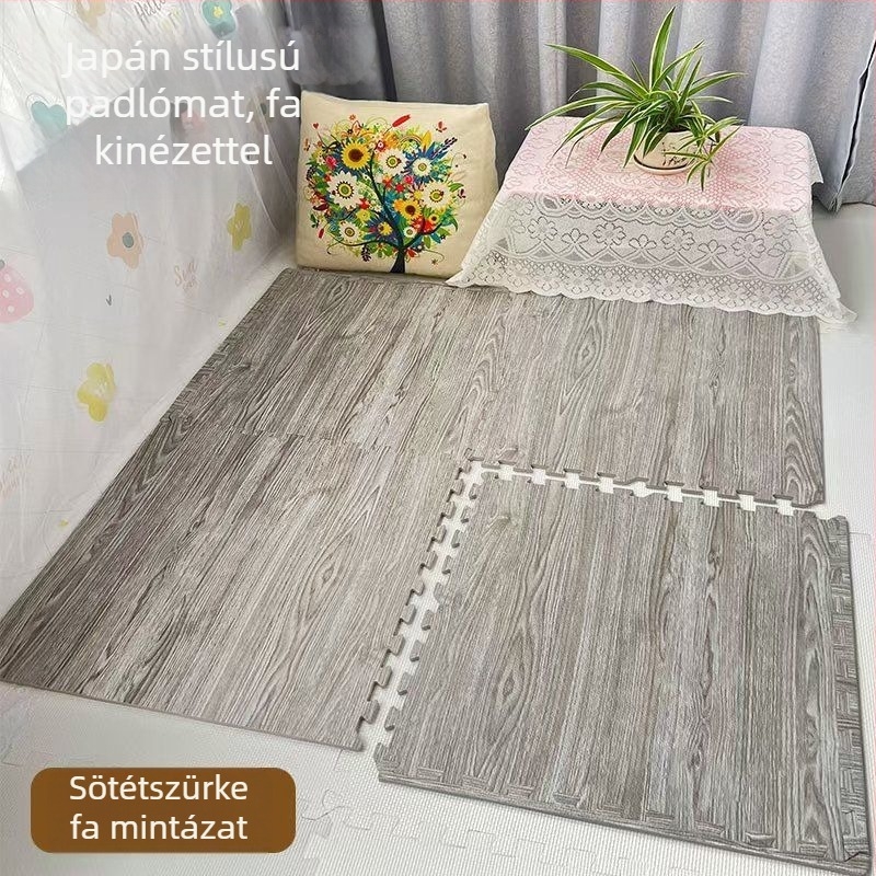 Habból készült puzzle játszószőnyeg, négyszögletes, csíkos mintázat, nappali