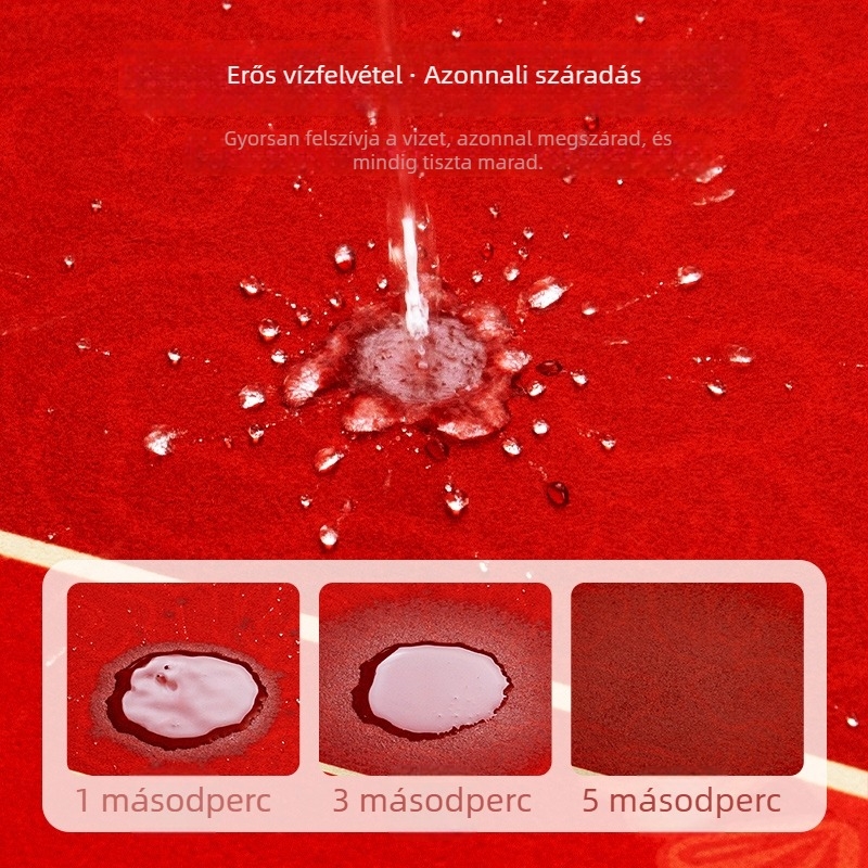 Esküvői bejárati szőnyeg boldog felirattal, diatom mud anyag, ünnepi piros padlómat