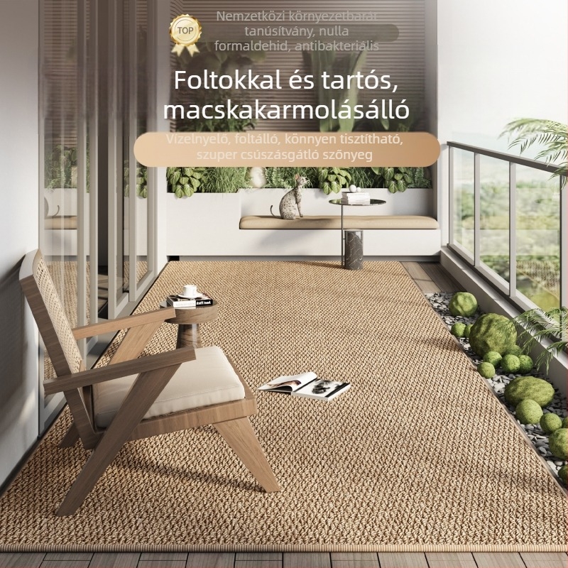 Macskakarcolás elleni, utánozott szisal balkon szőnyeg, japán minimalist stílus, a nappali és a hálószoba számára, nedvességfelvevő és csúszásmentes lábmatrac, minden évszakra