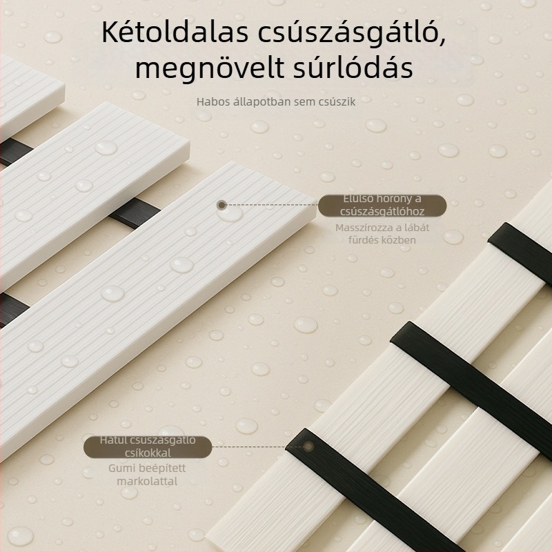 Összecsukható PVC csúszásmentes fürdőszobai szőnyeg, négyszögletes, egyszínű, vízálló