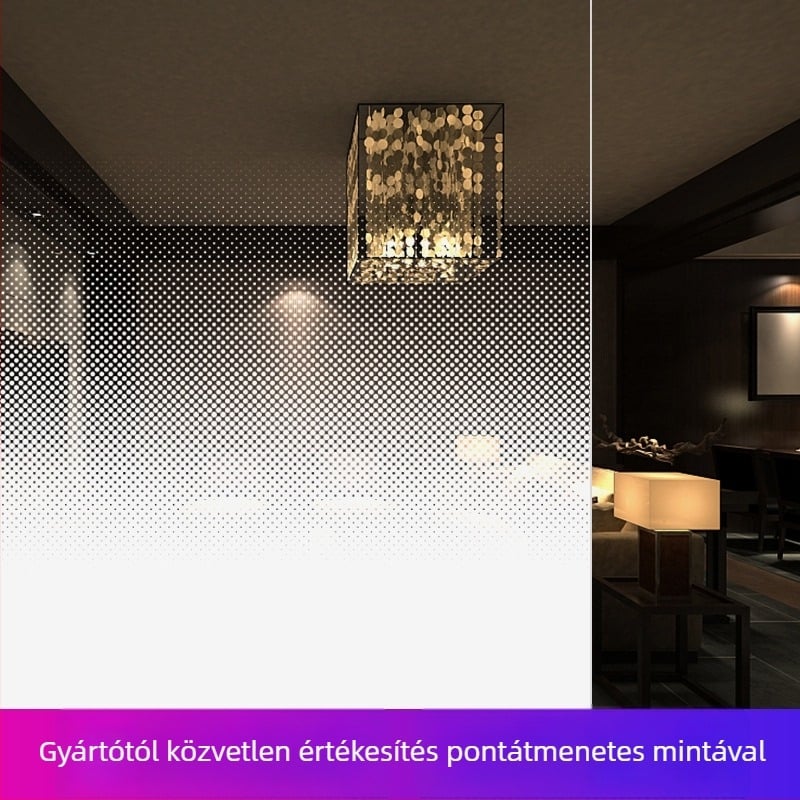 PET-film irodai válaszfalhoz, pöttyös gradient mintázat, féláteresztő, öntapadós, modern minimalist stílus, vastagság 0,05 mm