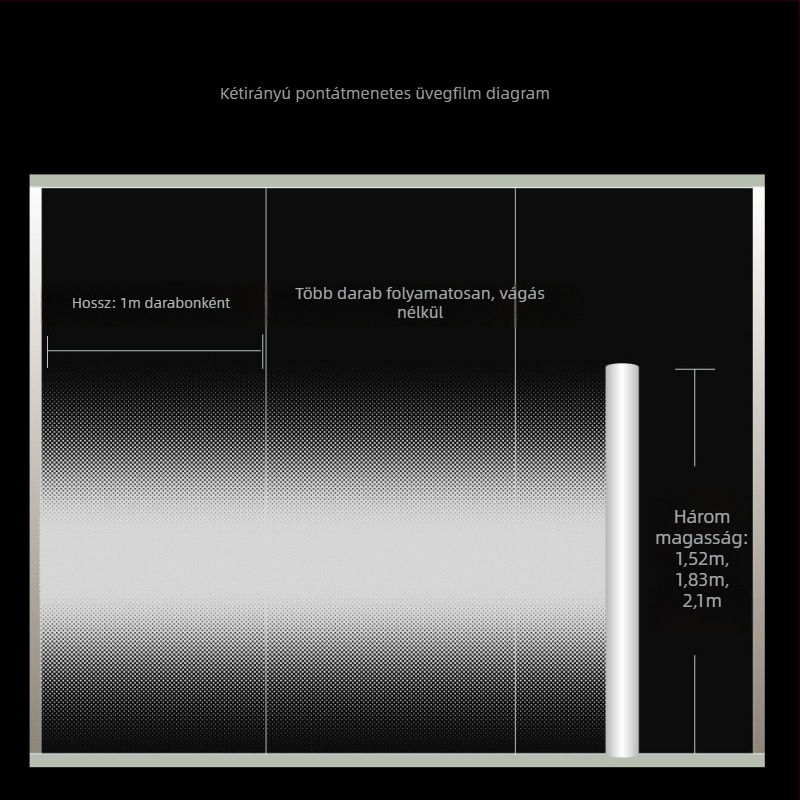PET-film irodai válaszfalhoz, pöttyös gradient mintázat, féláteresztő, öntapadós, modern minimalist stílus, vastagság 0,05 mm