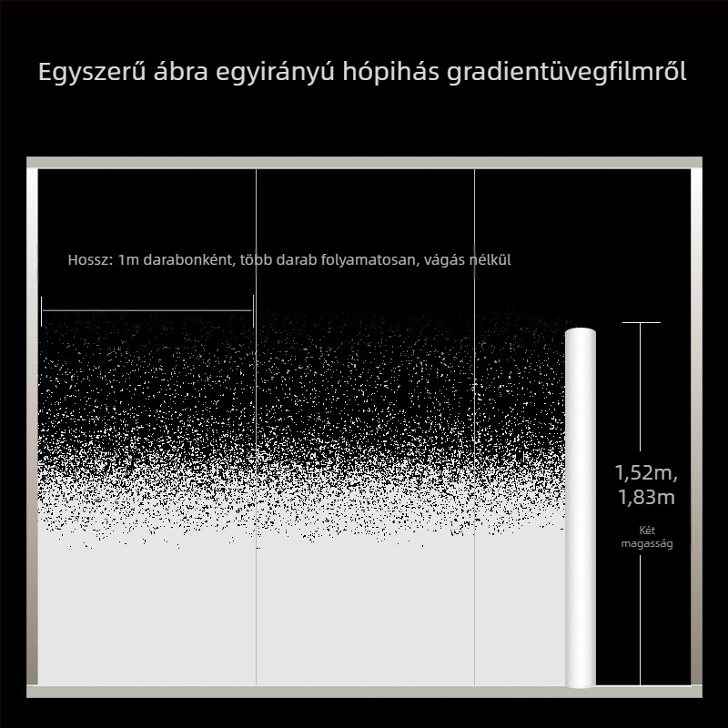PET-film irodai válaszfalhoz, pöttyös gradient mintázat, féláteresztő, öntapadós, modern minimalist stílus, vastagság 0,05 mm