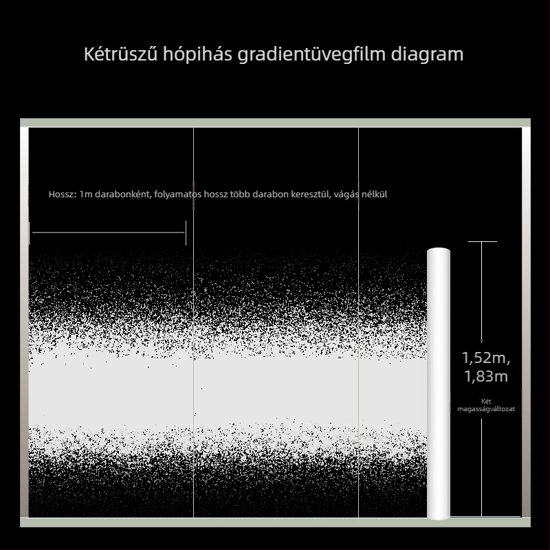 PET-film irodai válaszfalhoz, pöttyös gradient mintázat, féláteresztő, öntapadós, modern minimalist stílus, vastagság 0,05 mm
