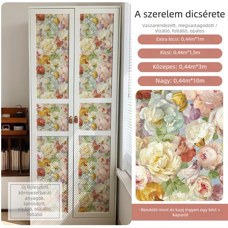 Gardrób falmatricák – selyemvirág dekorációs matricák, 2 db, nappali helyiség, minta 69850