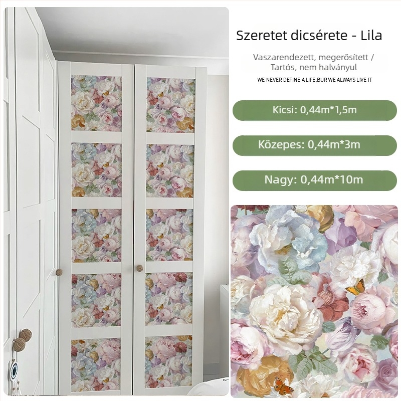 Gardrób falmatricák – selyemvirág dekorációs matricák, 2 db, nappali helyiség, minta 69850