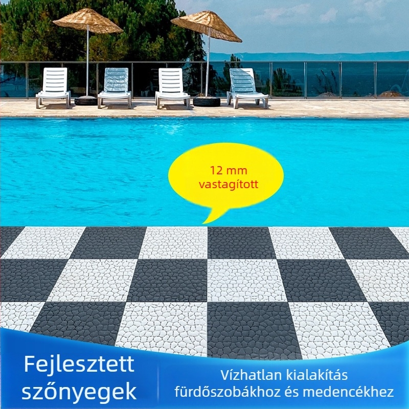 Összeilleszthető lefolyó- és csúszásmentes matracok uszodához és fürdőszobához; Anyag: TPE; Minta: kavicsos; Funkció: csúszásmentes és lefolyó; Alkalmazható uszoda, fürdőszoba, konyha és toalett; Testreszabás elérhető