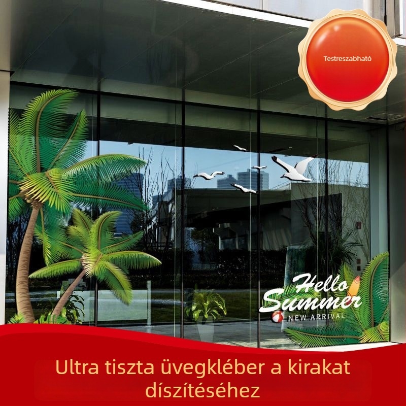 Üveg reklám matricák üzletekhez, átlátszó elektrosztatikus PVC matricák (PVC; elektrosztatikus tapadás; testreszabott mintázat; kereskedelmi helyiségek; modern minimalista stílus)