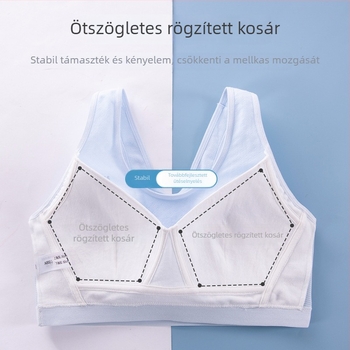 Tinédzser lányoknak készült melltartó, poliészter anyagból, pamut bélés, vest-stílus, teljes kosár, merevítő nélkül, kényelmes