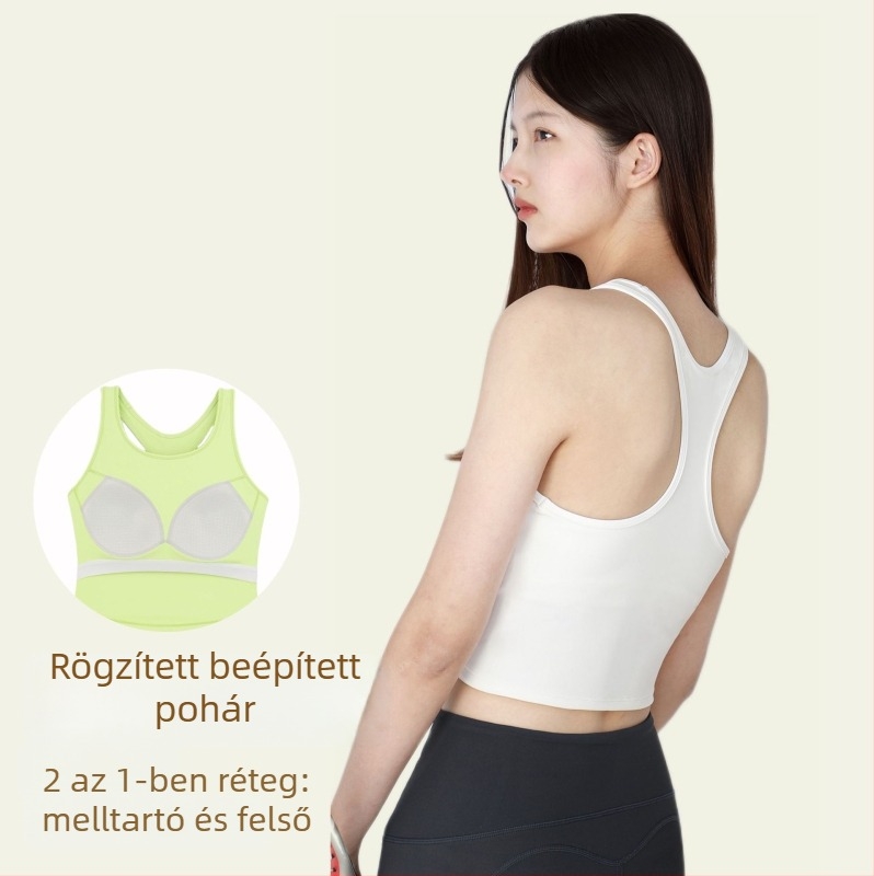Egyszemélyes sportos mellény melltámaszokkal — ütéscsillapító fitnesz sportmelltartó, 75% nylon, 25% spandex, 2023-as szezon