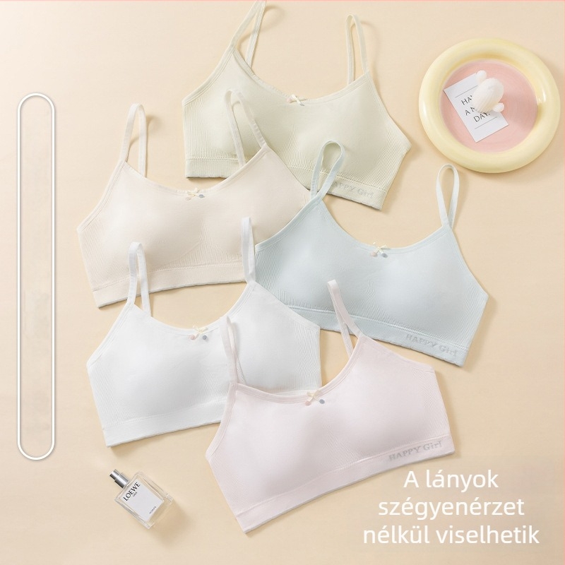 Légáteresztő ice silk sport-top lányoknak, merevítő nélkül, 3/4 kosármérettel, középiskolások számára