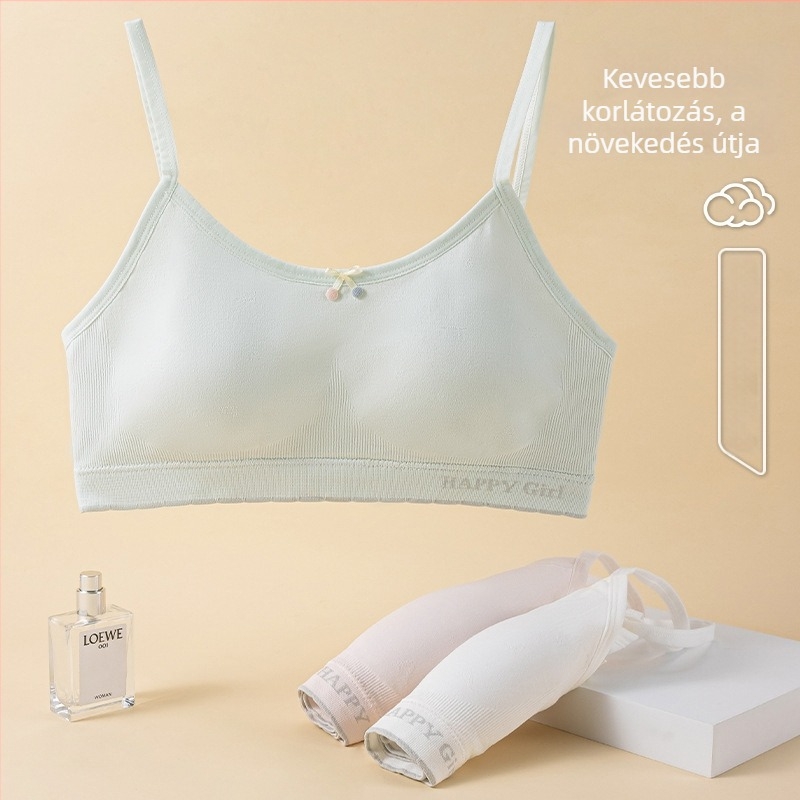 Légáteresztő ice silk sport-top lányoknak, merevítő nélkül, 3/4 kosármérettel, középiskolások számára