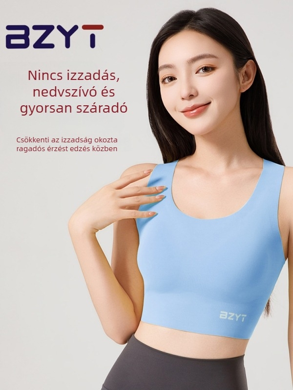 Varrás nélküli sportmelltartó, nude érzet, hosszú hátsó fazon, ütéscsillapítás futáshoz, lélegző és gyorsan száradó anyag
