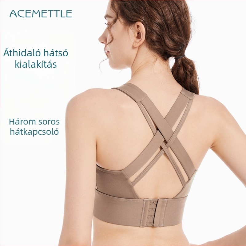 Új rögzített vállpántos sportmelltartó, 3/4 kosár, vékony formázott kosarak, hátsó háromoszlopos zár, fő anyag nylon 76%, bélés nylon 24%