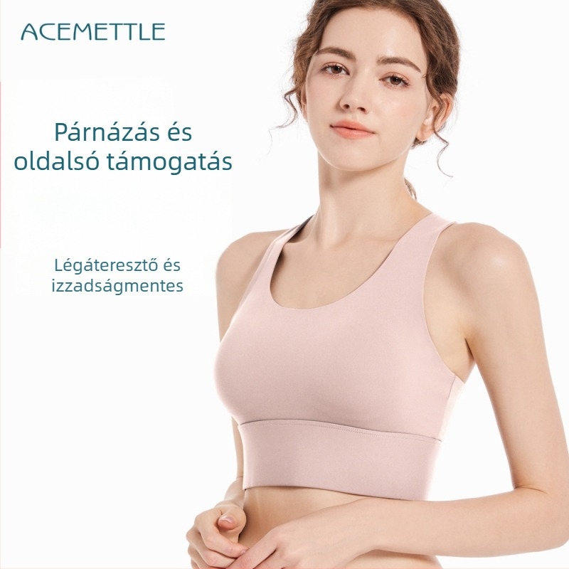Új rögzített vállpántos sportmelltartó, 3/4 kosár, vékony formázott kosarak, hátsó háromoszlopos zár, fő anyag nylon 76%, bélés nylon 24%