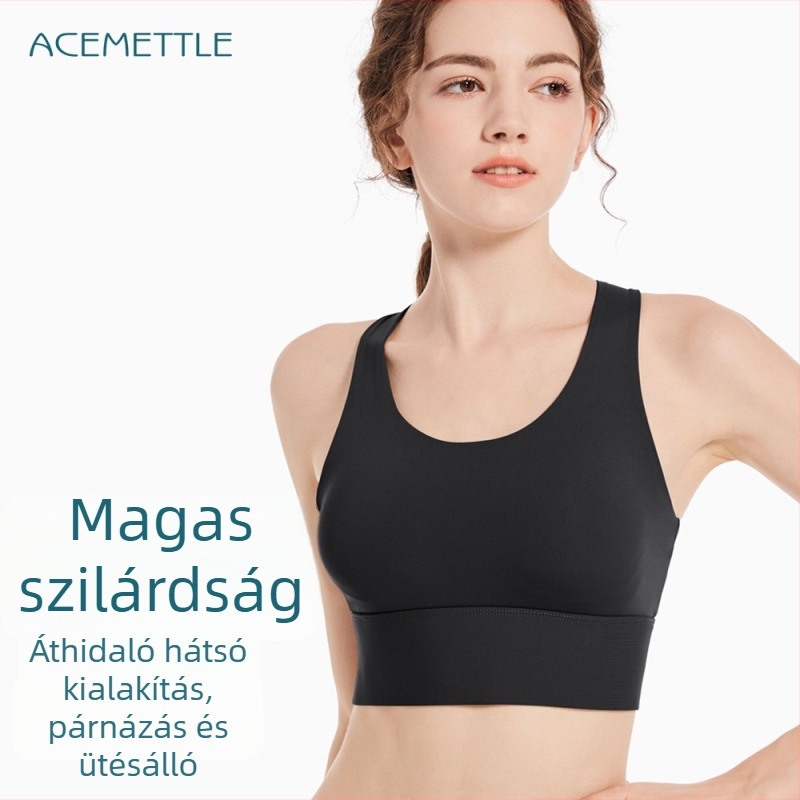 Új rögzített vállpántos sportmelltartó, 3/4 kosár, vékony formázott kosarak, hátsó háromoszlopos zár, fő anyag nylon 76%, bélés nylon 24%