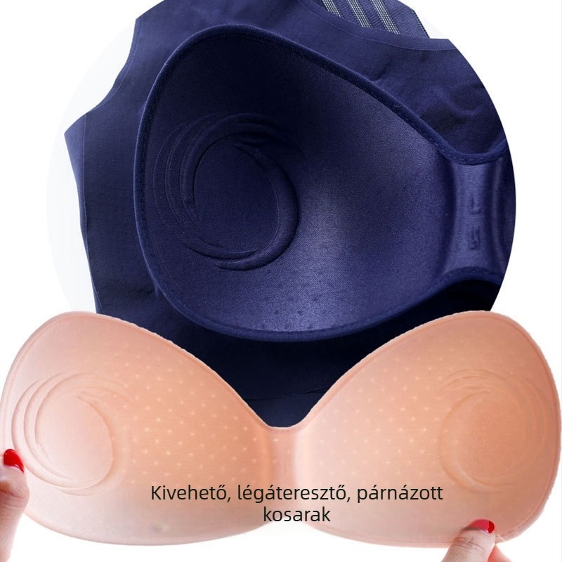 Varrásmentes sportmelltartó push-up hatással, nagy méret, vékony, ütésálló, alvásra