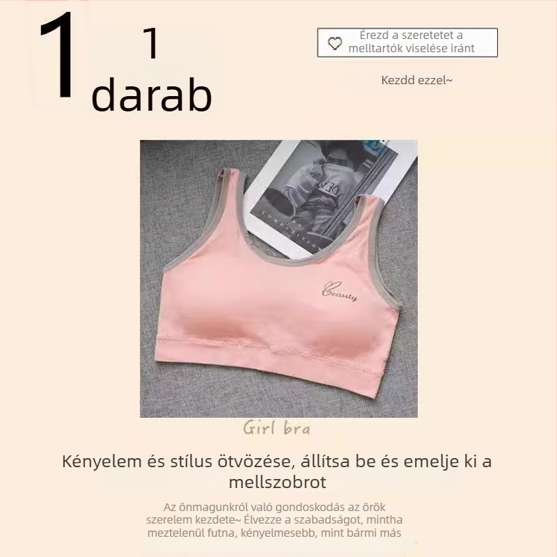 Pamut sportmelltartó lányoknak rögzített kosarakkal, légáteresztő, fejlődési időszakra