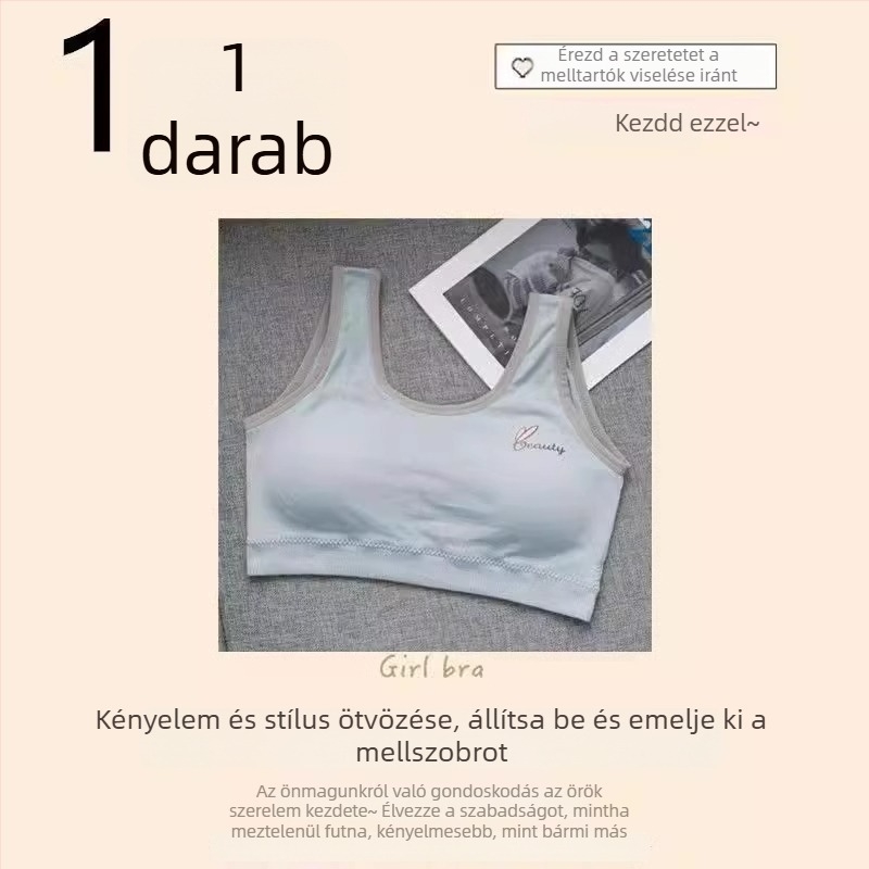 Pamut sportmelltartó lányoknak rögzített kosarakkal, légáteresztő, fejlődési időszakra