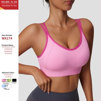 Formázott sportmelltartó, nylon keverék 75%, bélése spandex 25%, rögzített dupla vállpántok, hátsó háromsoros kapocs