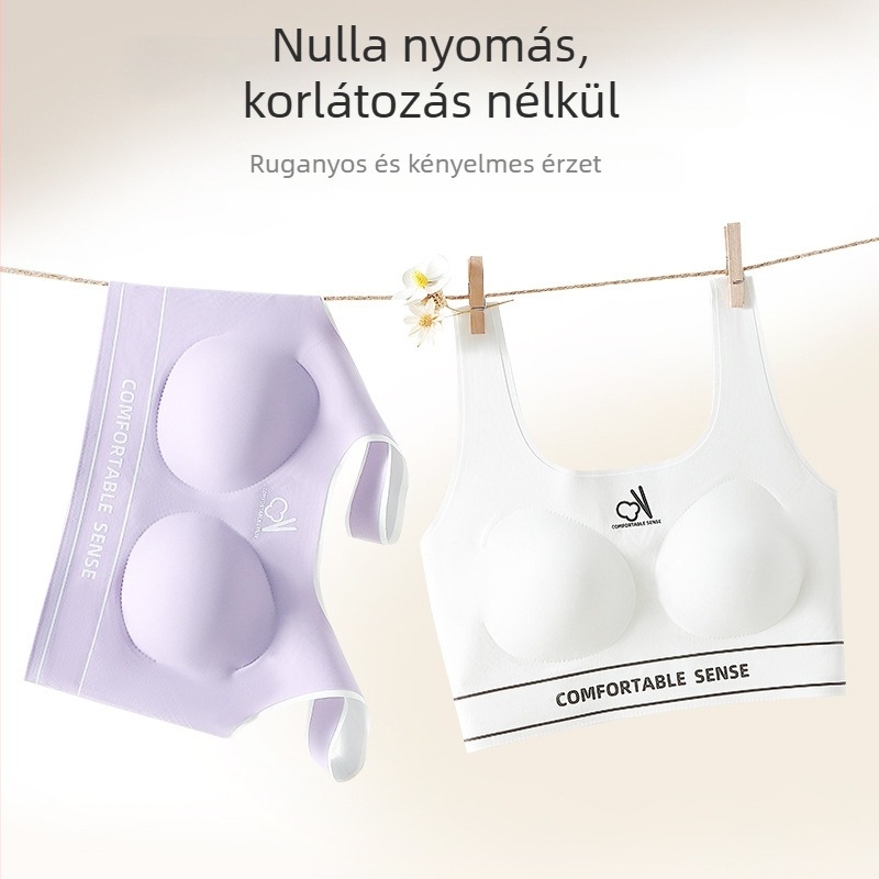 Ifjúsági sportos alsónemű: varrat nélküli, lélegző mellény-stílusú melltartó, rögzített széles vállpántokkal